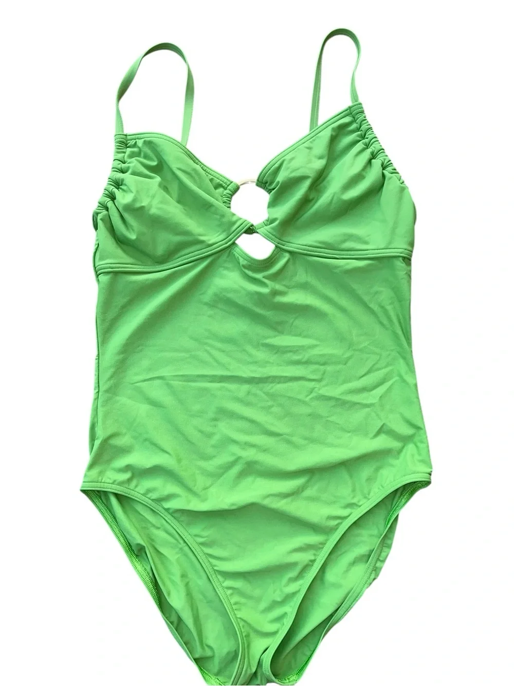 Michael Kors Vintage Green Goldtone Branded Logo Ring Swimsuit Size 14